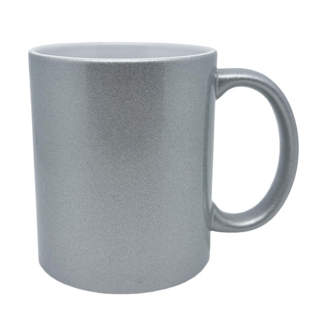 Caneca de Cerâmica Prateada Brilhante para Sublimação