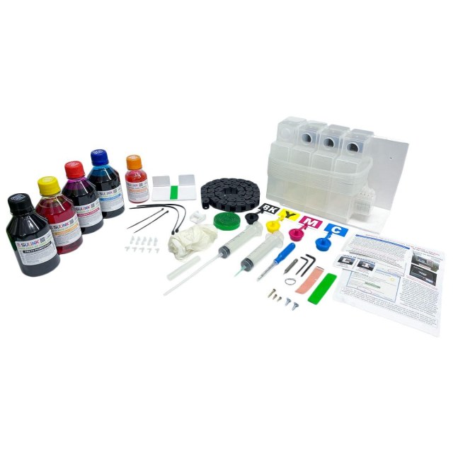 Bulk Ink para Plotter HP Designjet T520 e T530 36" para Instalação (Sem Cartucho - Utilizar Original HP) | Com Tinta Preto Pigmentado e Colorido Corante