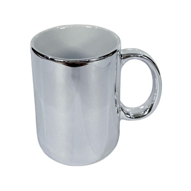 Caneca de Cerâmica Espelho 325ml para Sublimação | Prata