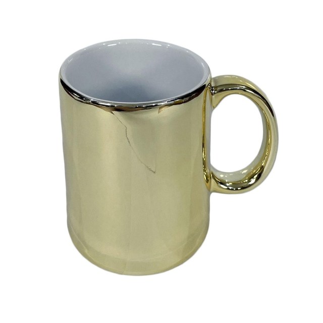 Caneca de Cerâmica Espelho 325ml para Sublimação | Ouro