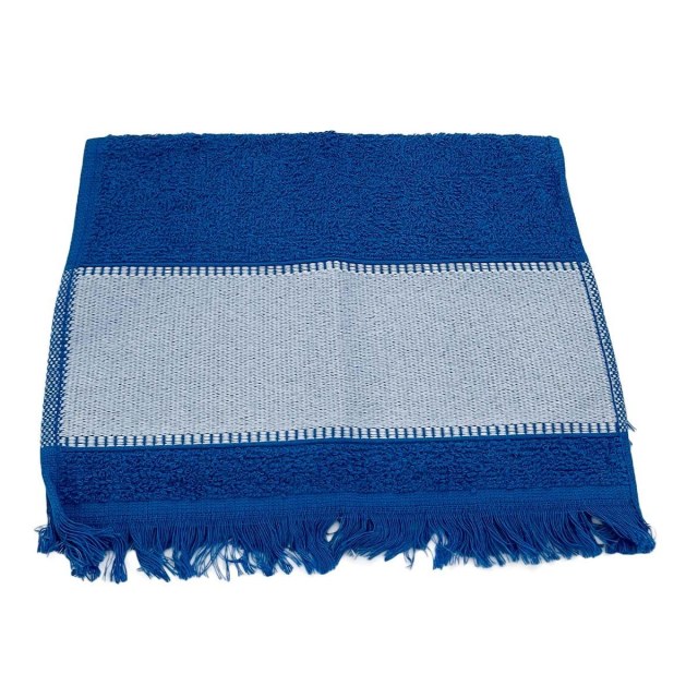 Toalha Social com Franja 23x35cm com Tarja para Sublimação Azul Royal