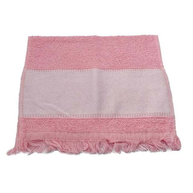 Toalha Social com Franja 23x35cm com Tarja para Sublimação Rosa Claro