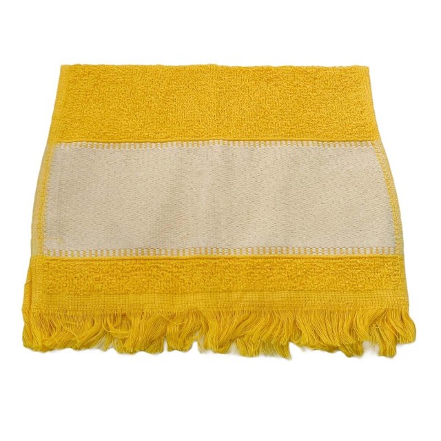 Toalha Social com Franja 23x35cm com Tarja para Sublimação Amarelo Ouro