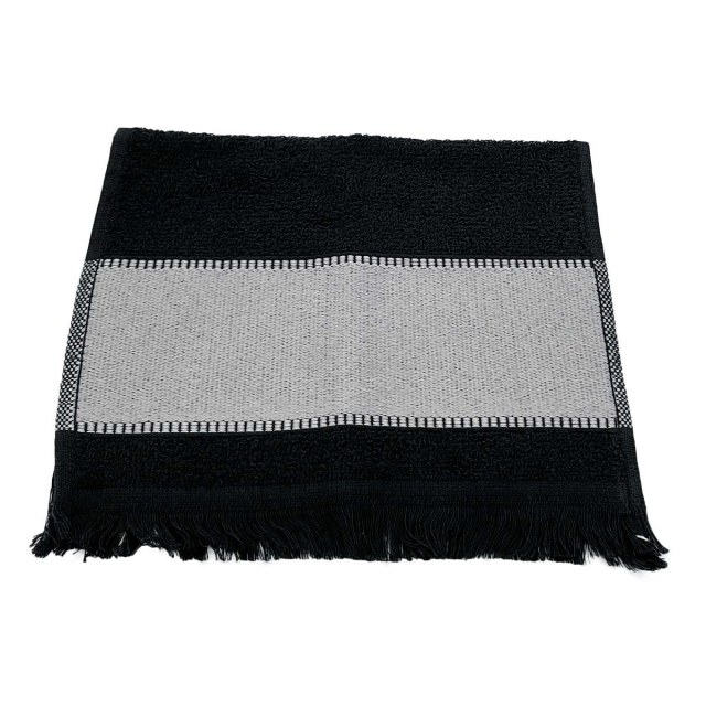 Toalha Social com Franja 23x35cm com Tarja para Sublimação Preto
