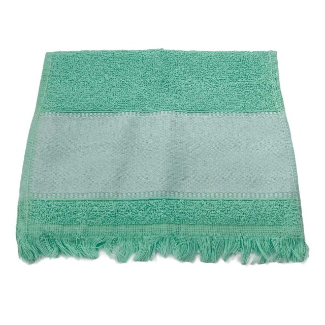 Toalha Social com Franja 23x35cm com Tarja para Sublimação Verde Aqua