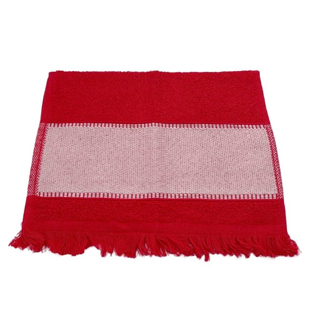 Toalha Social com Franja 23x35cm com Tarja para Sublimação Vermelho