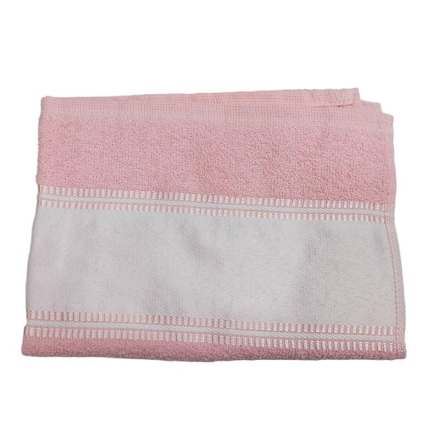 Toalha de Rosto 48x70cm 330g/m² com Tarja para Sublimação Rosa Claro