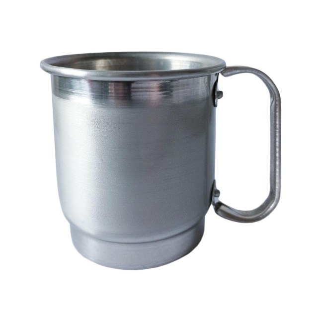 Caneca de Alumínio Prata com Tarja Escovada para Sublimação | Capacidade: 525ml