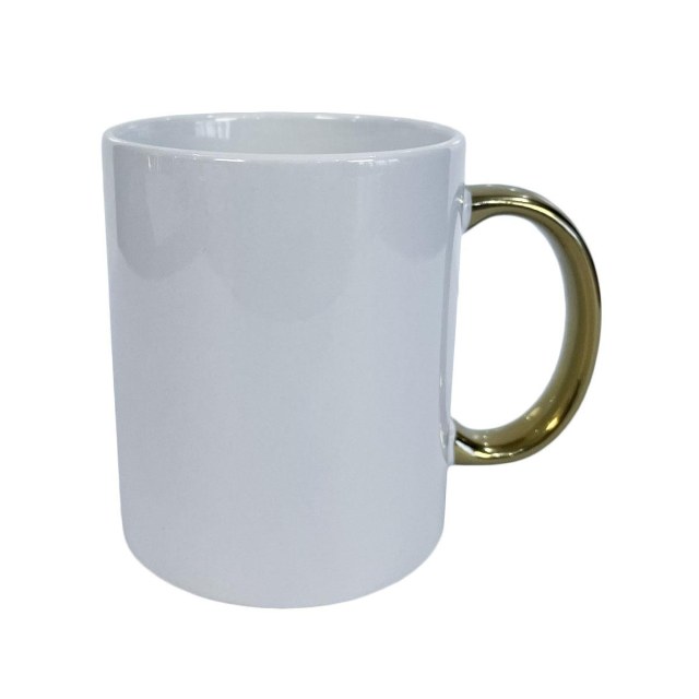 Caneca de Cerâmica Branca com Alça Colorida para Sublimação | Ouro