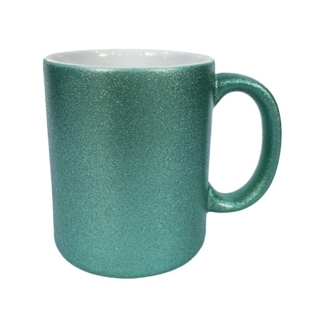 Caneca de Cerâmica Glitter Inteira Texturizada para Sublimação | Verde