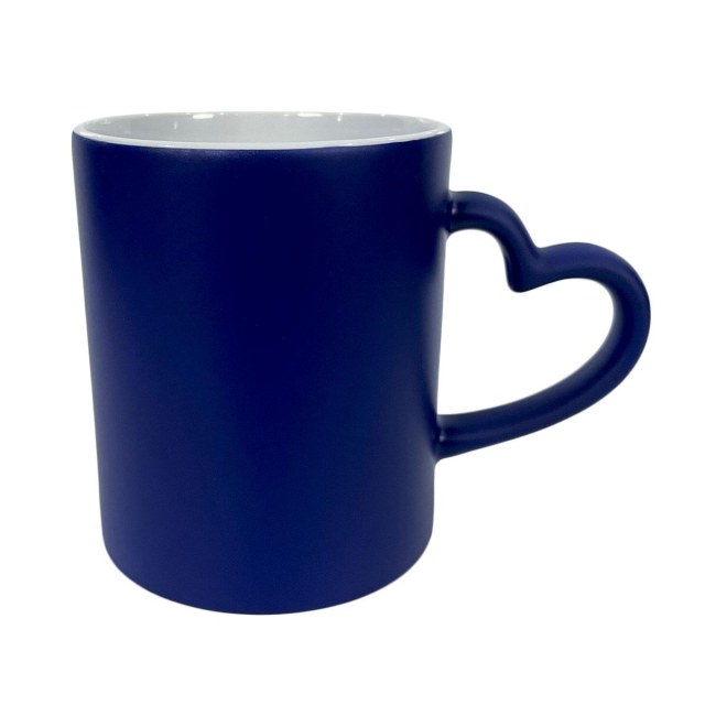 Caneca de Cerâmica Mágica com Alça Coração para Sublimação | Azul