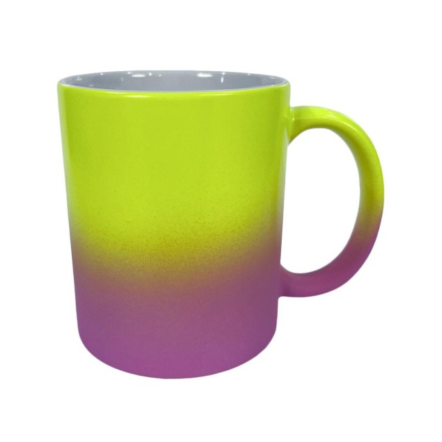 Caneca de Cerâmica Fluorescente Dual Color para Sublimação | Amarela/Rosa