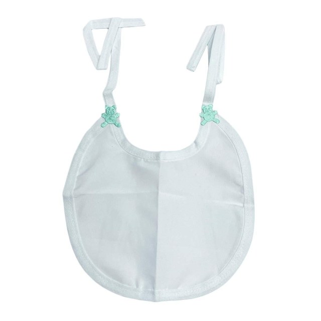 Babador Tradicional com Ursinho Verde Poliester Branco para Sublimação | Unidade