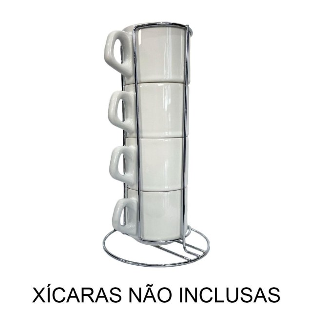 Torre Suporte para 4 Xícaras em Aço Aramado Prateado | Unidade
