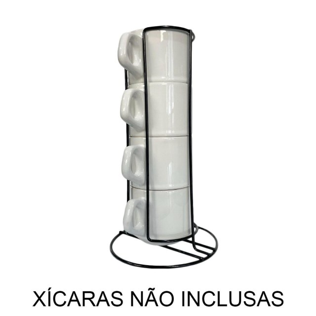 Torre Suporte para 4 Xícaras em Aço Aramado Preto | Unidade