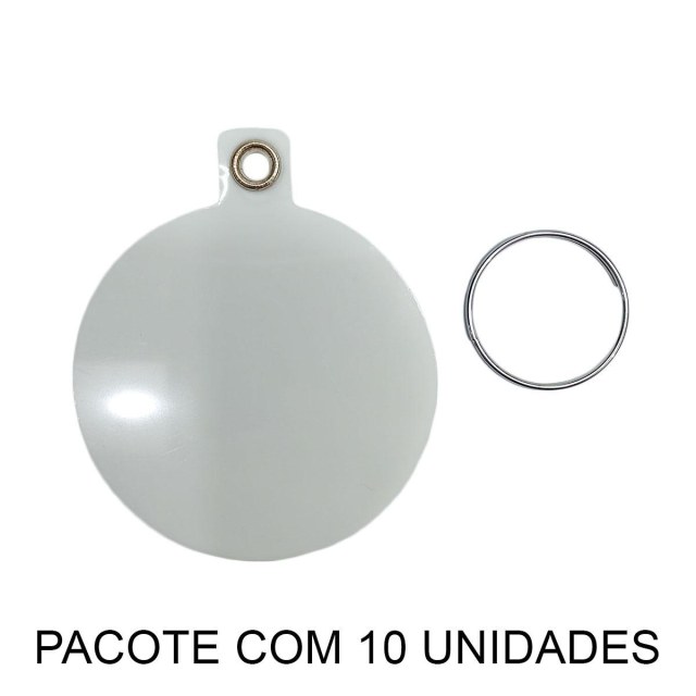 Chaveiro Laminado PVC Branco para Sublimação | Redondo 5cm (SE) | Pacote com 10 Unidades