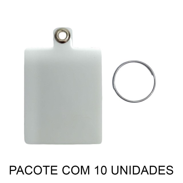 Chaveiro Laminado PVC Branco para Sublimação | Retangular 4x5cm (SE) | Pacote com 10 Unidades