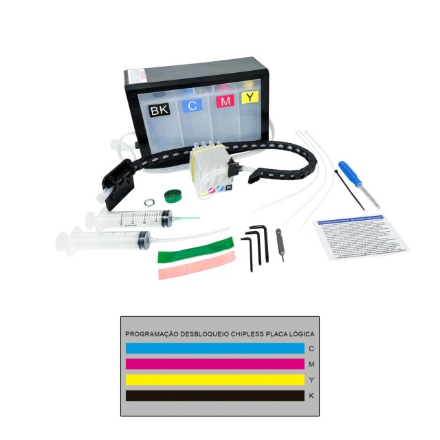 Bulk Ink para Plotter HP T250 T230 T210 A1 24" para Instalação | Vazio + Programação Desbloqueio ChipLess | Cliente deve enviar Placa Lógica