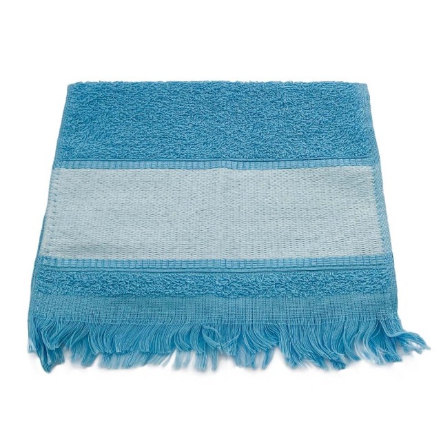 Toalha Social com Franja 24x37cm com Tarja para Sublimação Azul Claro
