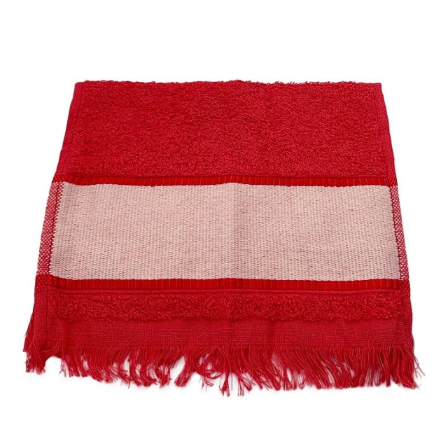 Toalha Social com Franja 24x37cm com Tarja para Sublimação Vermelho