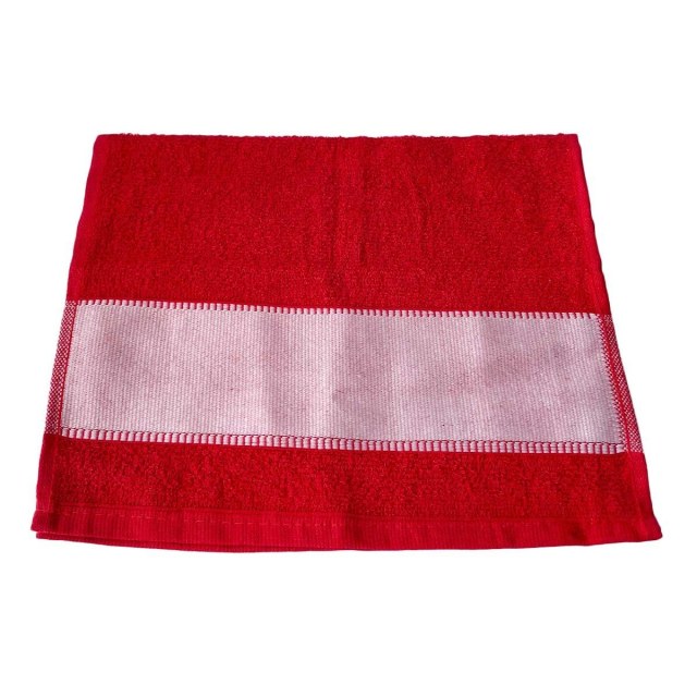 Toalha de Lavabo 28x46,5cm com Tarja para Sublimação Vermelho