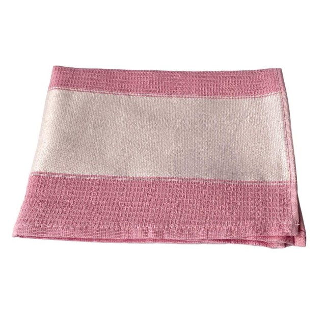 Pano de Copa de Pique SEM Renda 45x66cm com Tarja para Sublimação Rosa