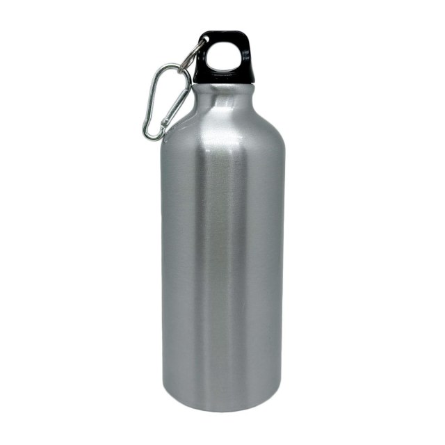 Cantil de Alumínio para Sublimação com Mosquetão | 600ml - Prata