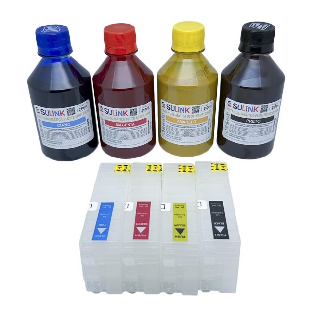 Kit Cartucho Recarregável 4 Cores para Epson T3170 (T3170X) | Com Tinta Sublimática