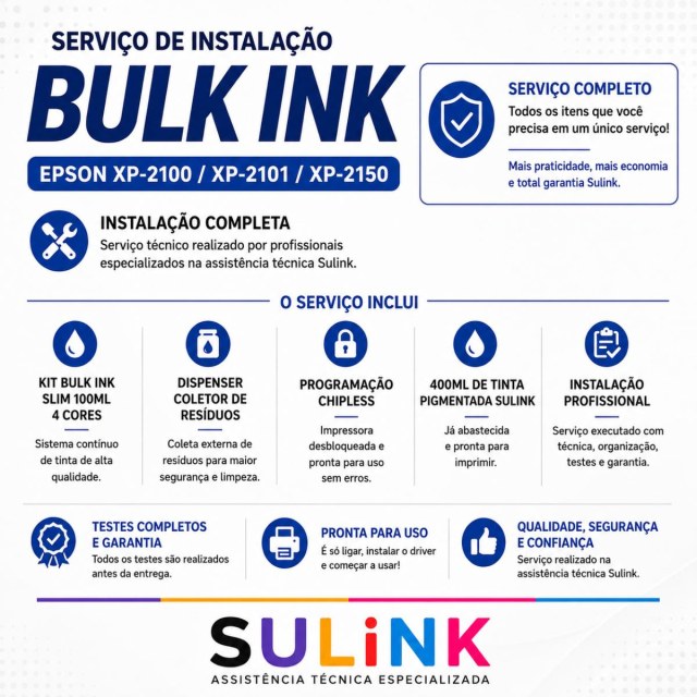 INSTALADO | Bulk Ink para Impressora Epson XP-2100 XP-2101 XP-2150 | 400ml - Pigmentada
