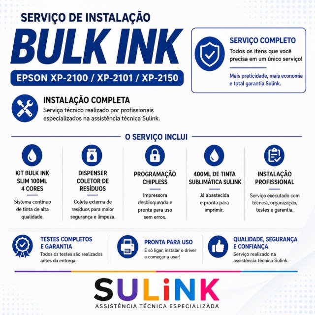 INSTALADO | Bulk Ink para Impressora Epson XP-2100 XP-2101 XP-2150 | 400ml - Sublimática