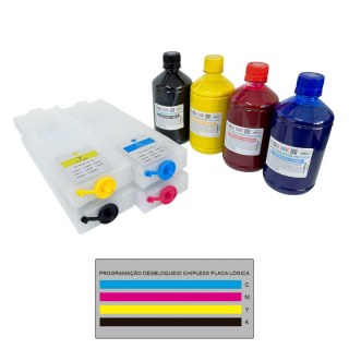 Cartucho Recarregável 4 Cores para Epson WF-C5210 WF-C5290 WF-C5710 WF-C5790 WF-C579R | Com Tinta Pigmentada Precision + Programação Desbloqueio ChipLess Key na Sulink