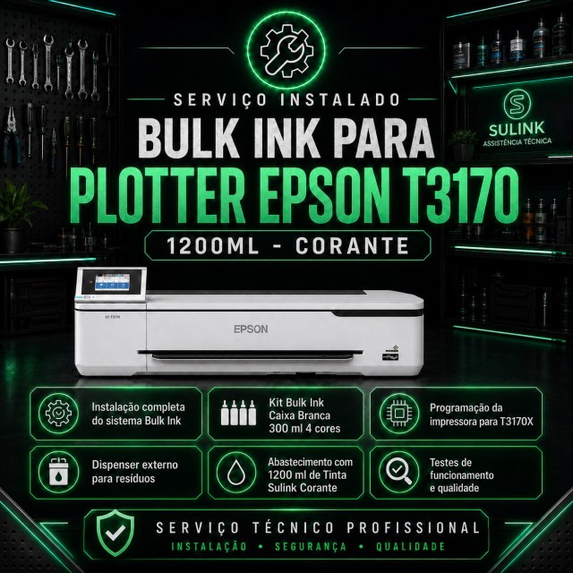 INSTALADO | Bulk Ink para Plotter Epson T3170 sem Wi-Fi | 1200ml - Corante