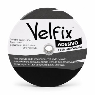Velfix Fecho de Contato Adesivo 20mm Preto (Lado Macho e Fêmea) | Rolo com 25 Metros na Sulink