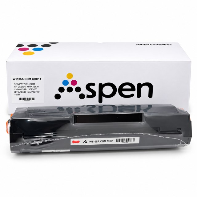 Cartucho de Toner Compatível W1105A / 105A Preto com Chip para HP Laser 107A, 107W, MFP 135A, 135W e 137FNW