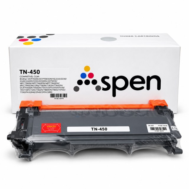 Cartucho de Toner Compatível TN-450 Preto para Brother HL-2240, HL-2270DW, DCP-7060D, DCP-7065DN e MFC-7360N