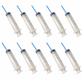 Kit 10 Seringas com Cano Rígido Azul 5cm (20ml) - Ideal para Recarga de Cartuchos e Bulk Ink em Sulink