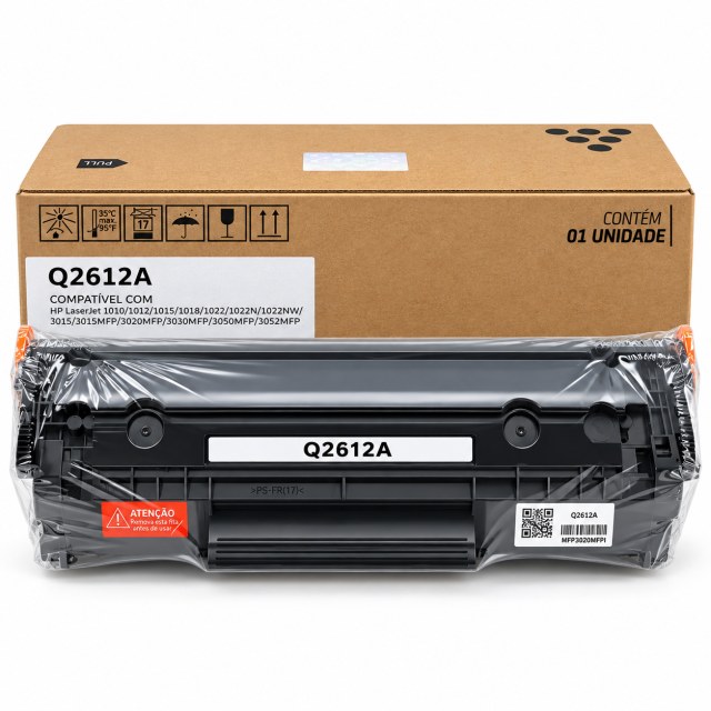 Cartucho de Toner Compatível Q2612A / 12A Preto para HP LaserJet 1010, 1012, 1015, 1018, 1020 e 1022 em Sulink