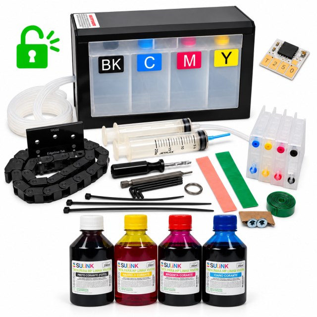Bulk Ink para Plotter HP T250 T230 T210 A1 24" para Instalação com Cartucho | Corante, Com Programação | Cliente deve enviar Placa Lógica em Sulink