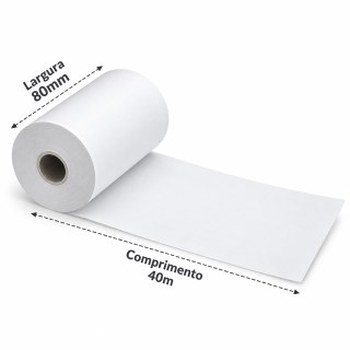 Rolo de Papel Bobina para Impressora Térmica | 80mm X 40m KPH Branco em Sulink