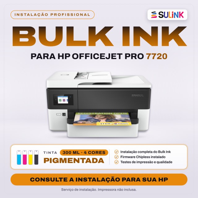 INSTALADO | Bulk Ink para Impressora HP 7720 | 1200ml - Pigmentado
