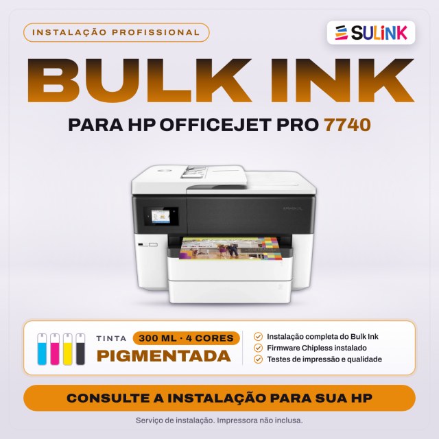 INSTALADO | Bulk Ink para Impressora HP 7740 | 1200ml - Pigmentado