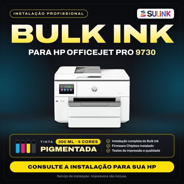 INSTALADO | Bulk Ink para Impressora HP 9730 | 1200ml - Pigmentado