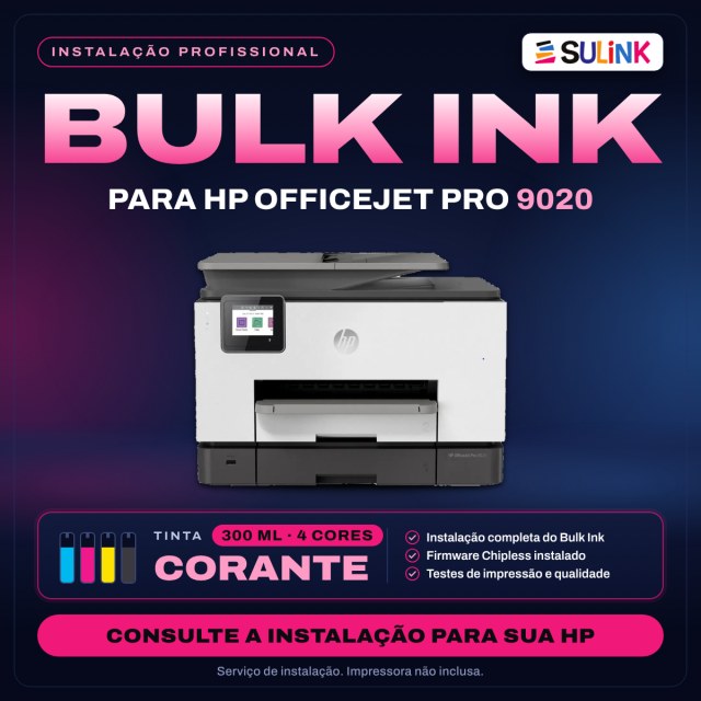 INSTALADO | Bulk Ink para Impressora HP 9020 | 1200ml - Corante em Sulink