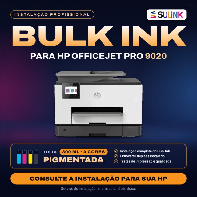 INSTALADO | Bulk Ink para Impressora HP 9020 | 1200ml - Pigmentado em Sulink