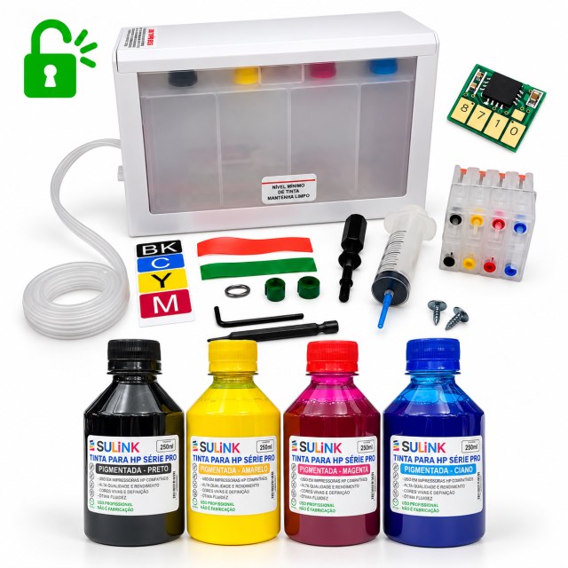 Bulk Ink para HP 9020 A4 para Instalação | Pigmentado, Com Programação | Cliente deve enviar Placa Lógica em Sulink