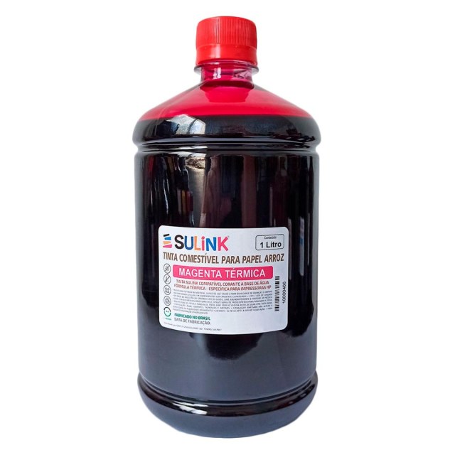 Tinta Sulink Comestível para Papel Arroz | Térmica para HP e Canon | 1 Litro Magenta na Sulink
