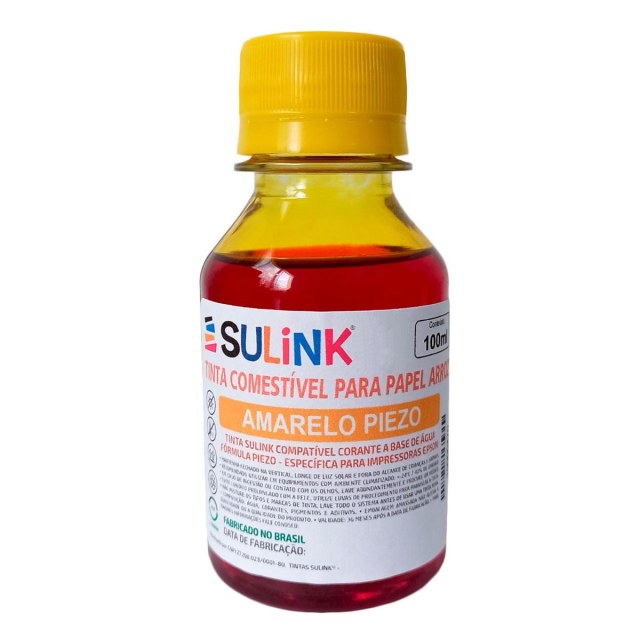 Tinta Sulink Comestível para Papel Arroz | Piezo para Epson | 100ml Amarelo