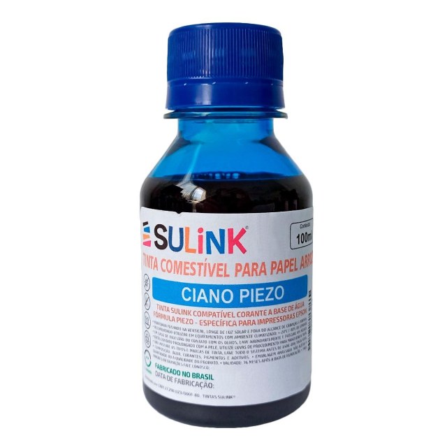 Tinta Sulink Comestível para Papel Arroz | Piezo para Epson | 100ml Ciano