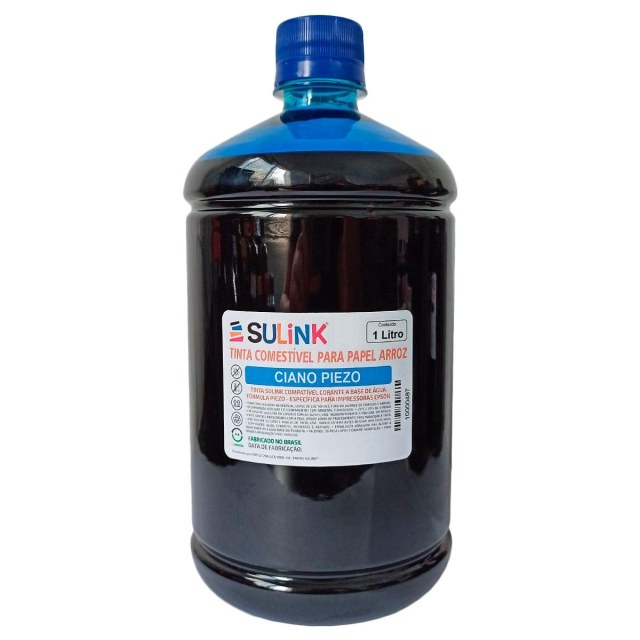 Tinta Sulink Comestível para Papel Arroz | Piezo para Epson | 1 Litro Ciano