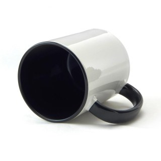 Caneca de Cerâmica Branca com Interior e Alça Colorido para Sublimação | Preto Azulado na Sulink